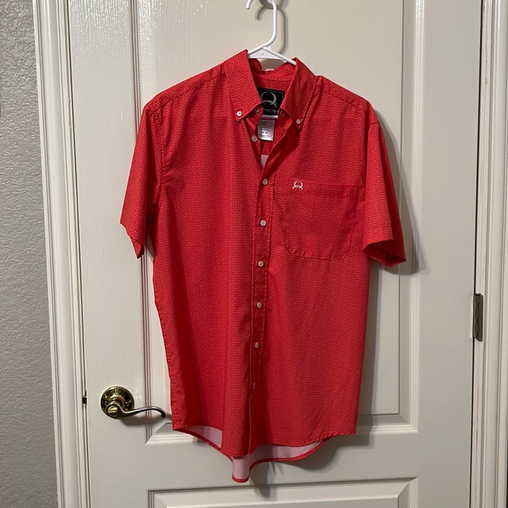cinch red short sleeve button down